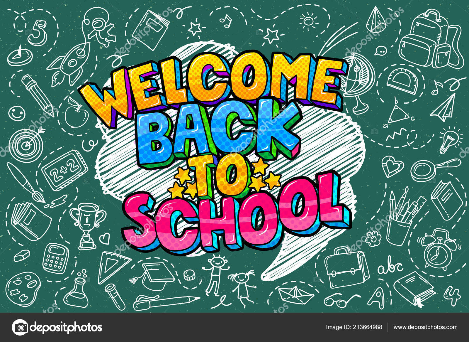 Concept Of Education School Background With Hand Drawn School Supplies And Comic Speech Bubble Bright Ideas Preschool